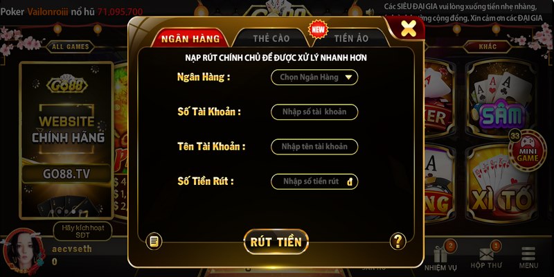 Trải nghiệm tại cổng game với giao dịch rút tiền nhanh chóng, tiện lợi 